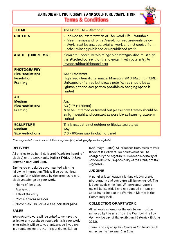 Wamboin Art, Photography and Sculpture Competition